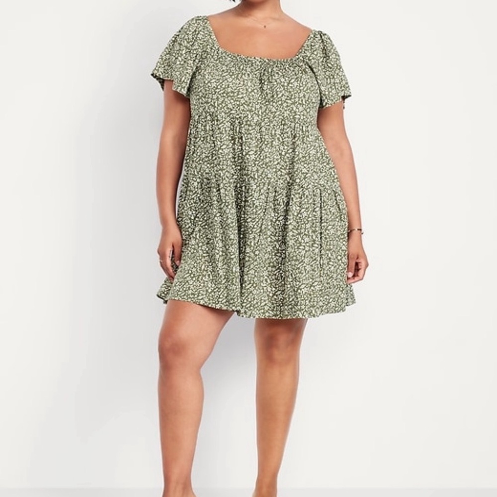 Old Navy Mini Green Floral Swing Dress, NWT Size L